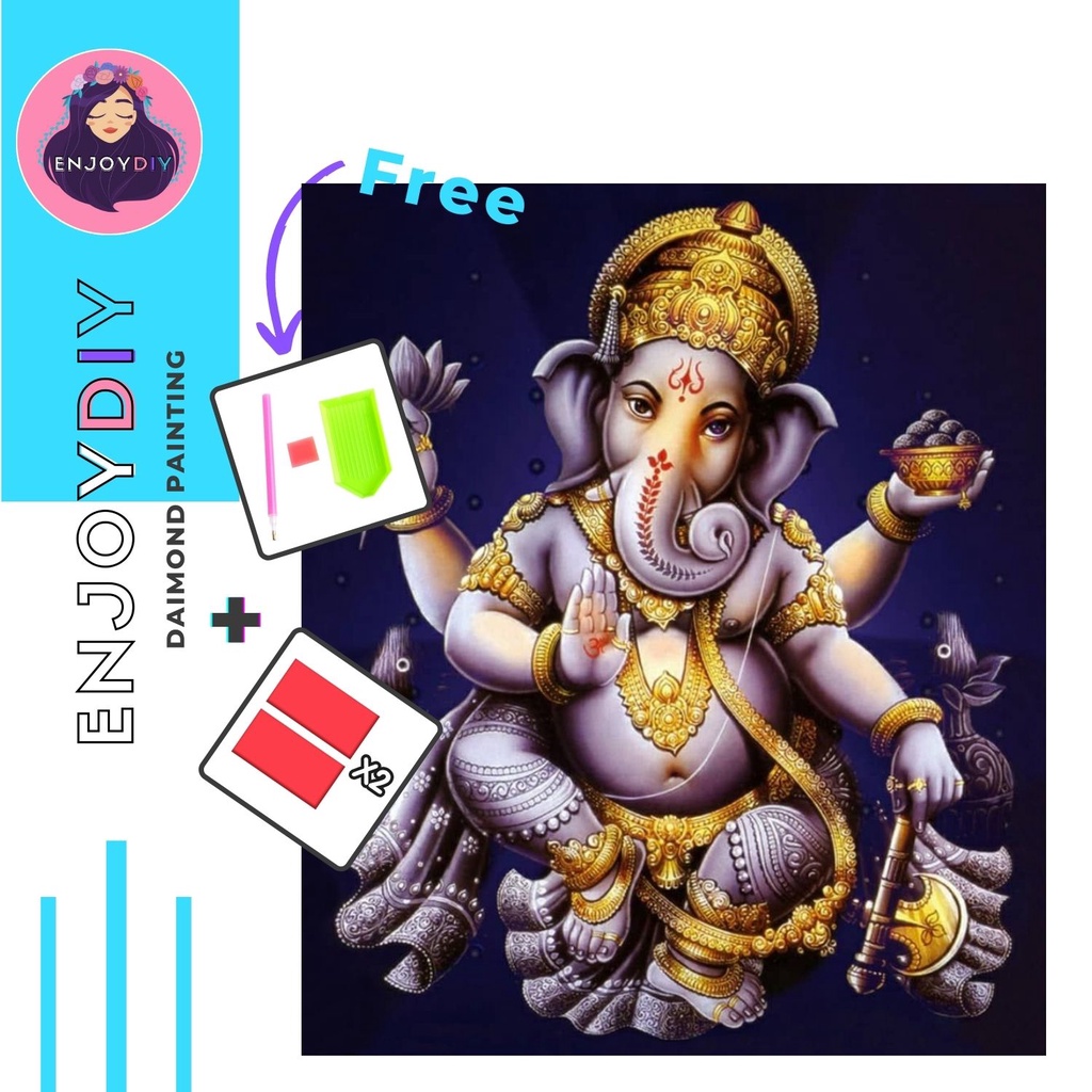 ครอสติสคริสตัล-enjoydiy-ชุดปักครอสติส-พิมพ์ลาย-พระพิฆเนศ-ประทานพร-ภาพติดเพชร-ติดเต็ม-5d-diy-diamond-painting-พร้อมส่งไทย