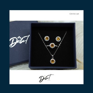 Debutgems เดบิ้วเจมส์ Set แหวน,ต่างหูและสร้อยจี้ รุ่น Citrine Set เซ็ตแหวน,ตุ้มหู,สร้อยประดับซิทริน