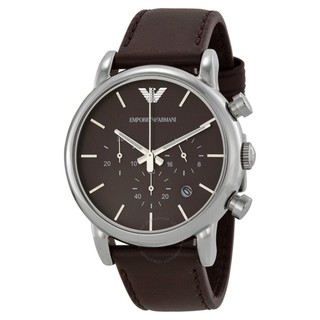 Emporio Armani Chronograph Brown Dial Brown Leather Strap AR1734(Black)