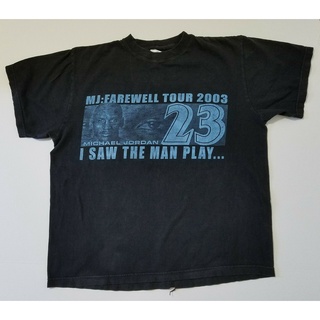 เสื้อยืดผ้าฝ้ายพิมพ์ลายคลาสสิก เสื้อยืด พิมพ์ลาย Michael Jordan Farewell Tour 2003 สีดํา ไซซ์ L สําหรับผู้ชาย 823396