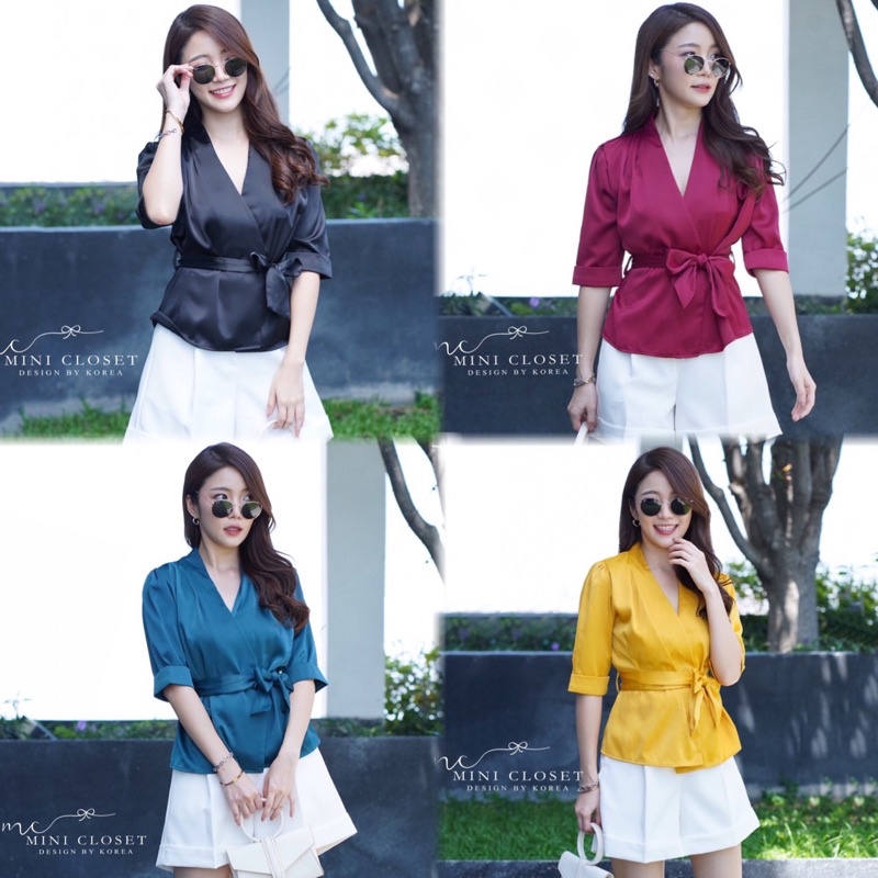 เสื้อทำงานผ้าซาติน-เสื้อสาวออฟฟิศ-minicloset