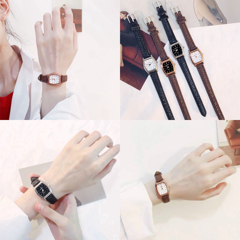 ภาพหน้าปกสินค้านาฬิกาข้อมือสตรี Retro Simple Square เข็มขัดนิกเก๋นาฬิกาเกาหลี