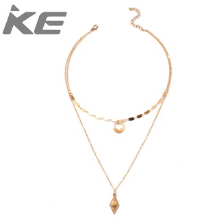 Beach simple diamond-shaped love 2-necklace temperament heart-shaped clavicle chain sweater ch