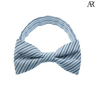 ANGELINO RUFOLO Bow Tie ผ้าไหมทอผสมคอตตอนคุณภาพเยี่ยม โบว์หูกระต่ายผู้ชาย ดีไซน์ Breton สีฟ้า/สีเทา