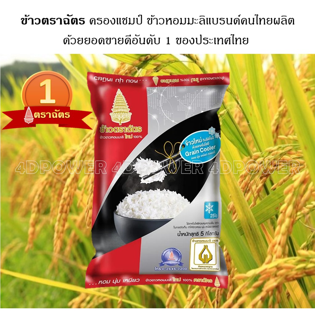 ข้าวตราฉัตร-ข้าวขาวหอมมะลิใหม่-100-ถุง-5-กิโลกรัม-แบรนด์คนไทยผลิต-ยอดขายดีอันดับ-1-ของประเทศไทย