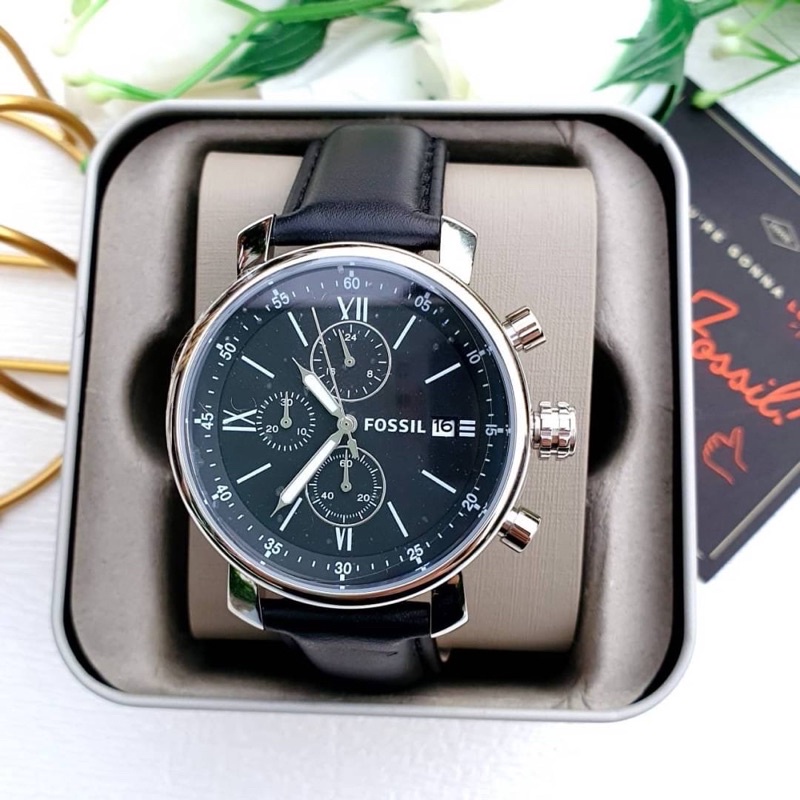 Rhett chronograph black hot sale leather watch