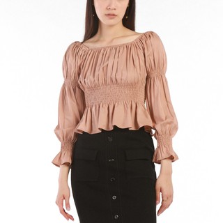 Aliotte - NEROLI blouse เสื้อครอปแขนยาว แต่งสม็อคช่วงเอว มี3สี Free Size