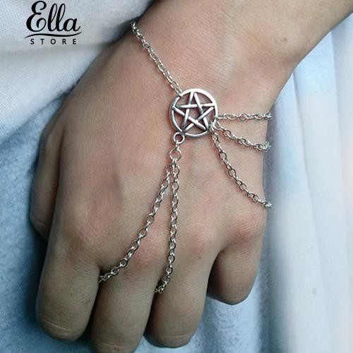 ผู้หญิง-fahsion-wiccan-pentagram-ทาสี-pentagram-ตกแต่งสร้อยข้อมือสร้อยข้อมือ