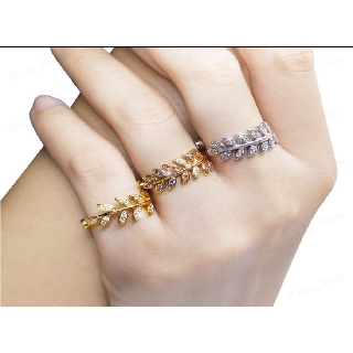 แหวนใบมะกอกของแท้ที่นี่ปลุกเสก(R04) แหวนผู้หญิง แหวยสวย แหวน แหวนนำโชคเสิมความรักชุบทองฝังเพชร CZแหวนของขวัญ แหวนฟรีไซส์