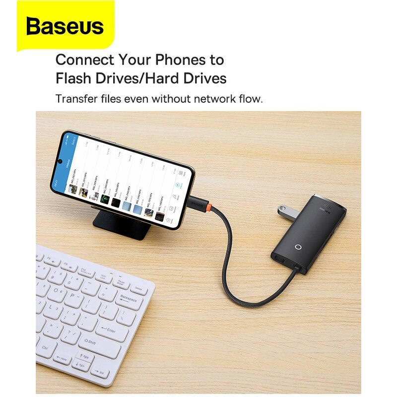 ภาพประกอบคำอธิบาย Baseus 6 in 1 Type C HUB USB อะแดปเตอร์ อุปกรณ์เสริมคอมพิวเตอร์ อุปกรณ์เชื่อมต่อ