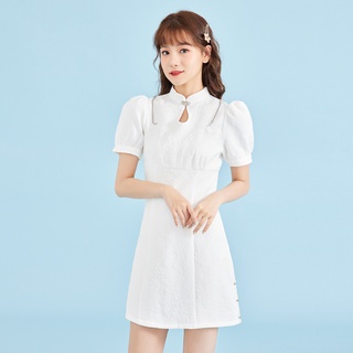 IEF/ Aiyifu ดัดแปลงรุ่น cheongsam หญิง 2021 ฤดูร้อนใหม่สไตล์แห่งชาติการออกแบบความรู้สึกโซ่เนื้อสัมผัสชุด
