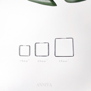 annita.silver - square hoop earrings / silver925 ต่างหูห่วงเงินรูปสี่เหลี่ยม ต่างหูเงินแท้925 เหมาะกับคนแพ้ง่าย