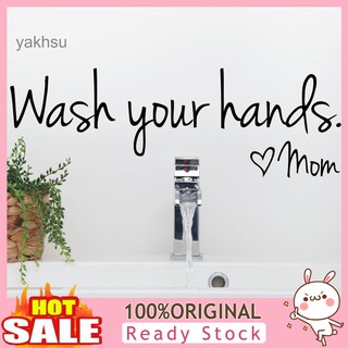 Yak_qt_ สติกเกอร์กระจก ลาย Wash Your Hands สําหรับติดตกแต่งผนังบ้าน ห้องครัว ห้องน้ํา