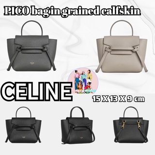 เซลีน Celine  PICO Grain Leather Handbags/กระเป๋าสตรี/กระเป๋าสะพายข้าง/รูปแบบล่าสุด/การจัดซื้อยุโรปของแท้ 100%