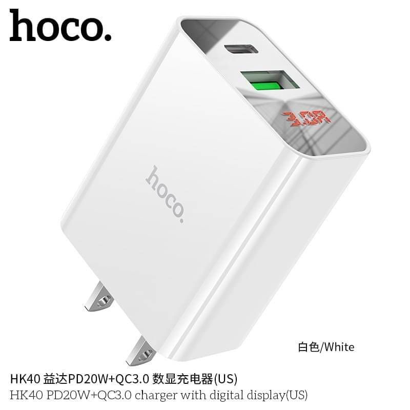 Hoco HK40 หัว ชาร์จ PD20W+QC3.0+LEDพร้อมสาย ใหม่ล่าสุด แท้ 100 % ...