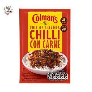 ภาพหน้าปกสินค้าColman’s Chilli Con Carne Seasoning Mix 50g โคลแมนส์ ซอสผงชิลลี่ คอน คาเน่ย์ 50 กรัม ซึ่งคุณอาจชอบราคาและรีวิวของสินค้านี้