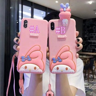 เคสโทรศัพท์มือถือ TPU นิ่ม ลายการ์ตูนเมโลดี้ พร้อมตุ๊กตา และสายคล้อง สําหรับ Samsung Galaxy A73 A03 A53 A33 A03S A32 A12 A22 A02 A02S A52 A72 S20 S21 FE Plus Note 20 Ultra A11 A31 A42 A51 A71 A10S A20S A30S A50S