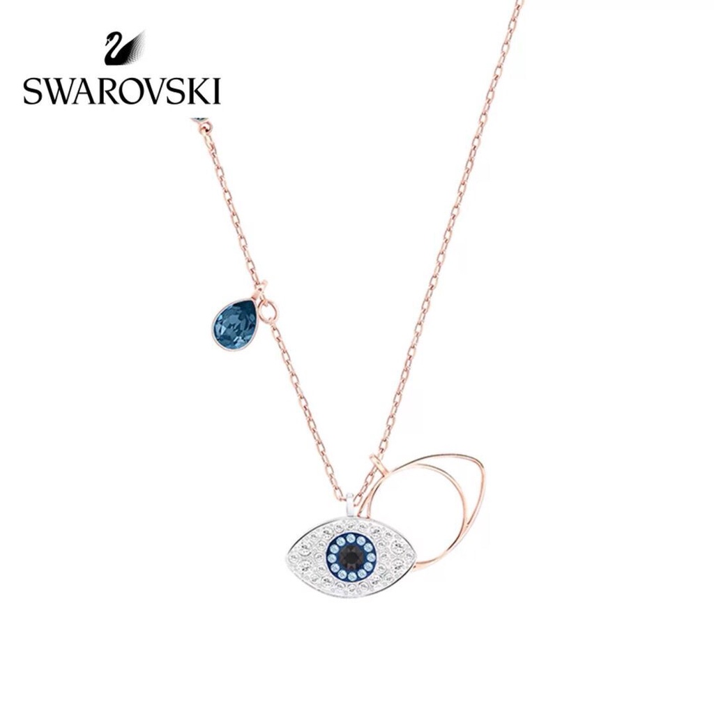 swarovski-ส์สร้อยคอหญิงโซ่กระดูกไหปลาร้าของขวัญวันวาเลนไทน์-duo-ตาปีศาจ-พิเศษ-necklace-ของขวัญ-งานสังสรรค์-สร้อยคอ