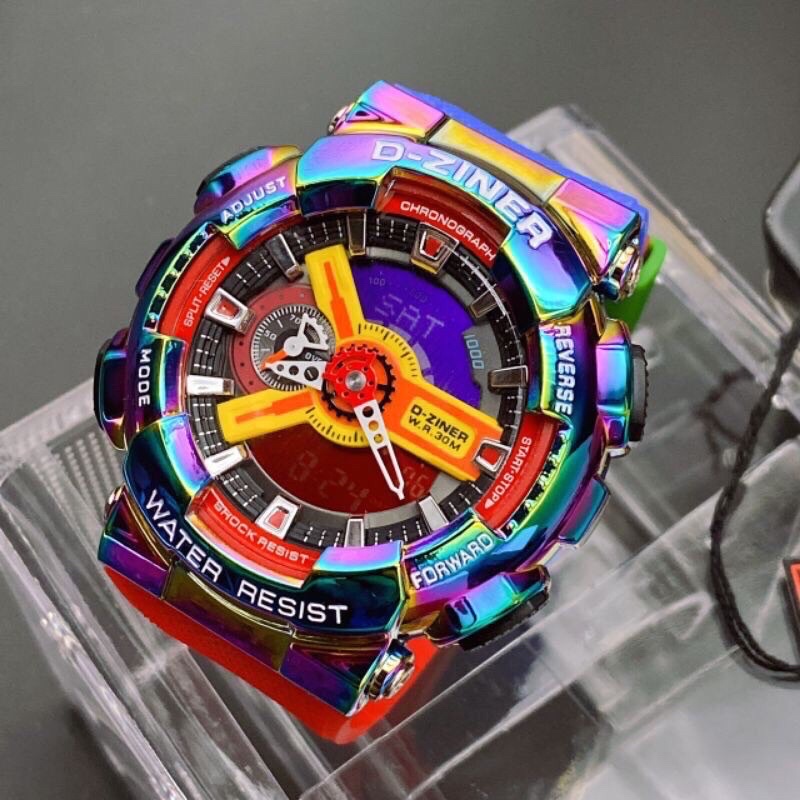 ภาพหน้าปกสินค้าD-ZINER นาฬิกาข้อมือชาย-หญิง ระบบQuartz-Digital เรือนและสายยางซิลิโคนสีเกรดA เครื่องญี่ปุ่น ทนทุกสภาพอากาศ
