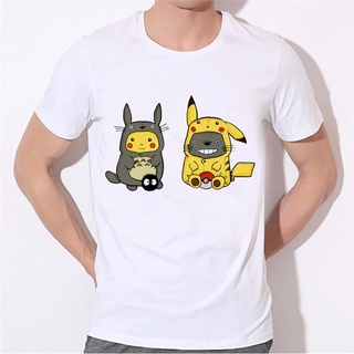 ▼✒เสื้อยืดโอเวอร์ไซส์Spirited Away แฟชั่นใหม่ตลกบุรุษเสื้อยืด Totoro ผู้ชาย Digimon กราฟิกผ้าฝ้ายพิมพ์เสื้อยืด white16S-