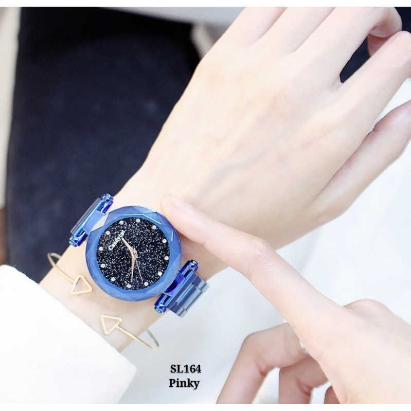 p702-นาฬิกาเกาหลีแท้-กันน้ำได้-งานสวยมีกริตเตอร์-เพชรแทนตัวเลข