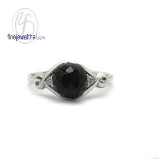 Finejewelthai แหวน-นิลแท้-แหวนเงิน-แหวนนิล-แหวนประจำเดือนเกิด-Onyx-Silver-Ring - R1365on