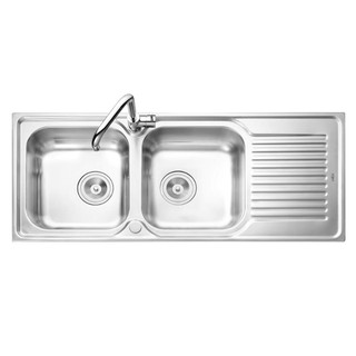 Embedded sink SINK BUILT 2BOWL1DRAIN MEX DLA202 STAINLESS Sink device Kitchen equipment อ่างล้างจานฝัง ซิงค์ฝัง 2หลุม 1ท