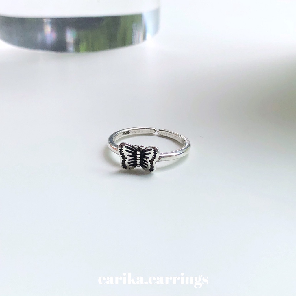 กรอกโค้ด-72w5v-ลด-65-earika-earrings-nabi-ring-แหวนผีเสื้อเงินแท้-ฟรีไซส์ปรับขนาดได้