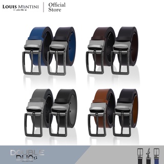 สินค้า Louis Montini Reversible Belt for Everyday Look เข็มขัดผู้ชาย หนังวัวแท้ หัวกิ๊บหมุนได้ Cowhide Men belt (2-Sided Belt) - MGN236