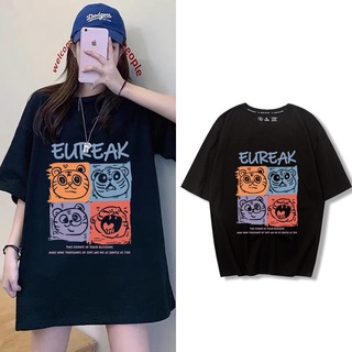 เสื้อยืดแขนสั้นพิมพ์ลายหมีนักเรียนใหม่ฤดูร้อน