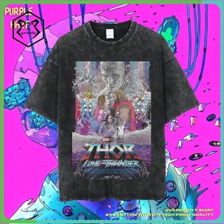 เสื้อยืด ขนาดใหญ่ พิมพ์ลาย Haze Thor Love and Thunder สีม่วง | หินล้างทําความสะอาด | เสื้อเชิ้ต ลายอเวนเจอร์ส | เสื้อยืด