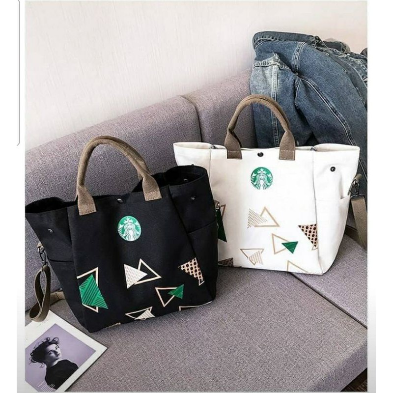 พร้อมส่ง-ถูกที่สุด-กระเป๋าผ้า-starbucks-ลดโลกร้อน