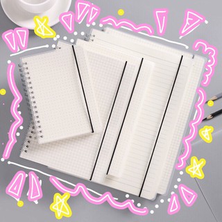 สมุดโน๊ตสันลวดpp A6/A5/B5 80แผ่นปกใสแข็ง จดบันทึก เขียนไดอารี่