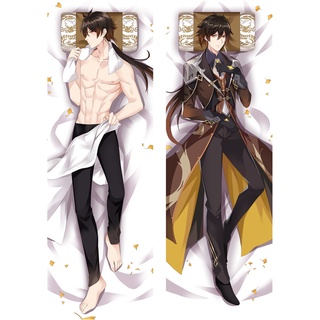 ปลอกหมอน พิมพ์ลายการ์ตูนอนิเมะ Genshin Impact Zhongli Dakimakura เซ็กซี่ ขนาด 60x180 ซม. สําหรับผู้ชาย