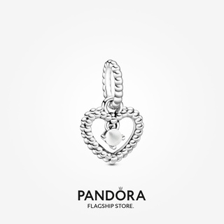 Pandora จี้ลูกปัดหินกําเนิด รูปหัวใจ (สีขาวนม)