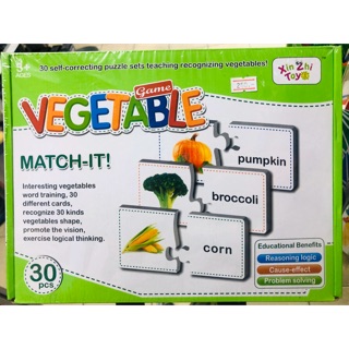 ของเล่นเด็ก เสริมพัฒนาการเด็ก แผ่นภาพ Match Vegetable