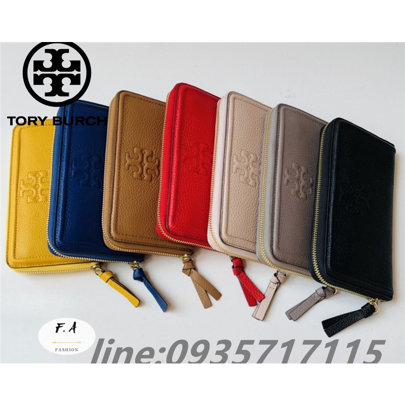 f-a-ของแท้-100-tory-burch-tb-027-กระเป๋าสตางค์ใบยาวผู้หญิงหลากสี-zip-long-wallet-leather-wallet-coin-purse