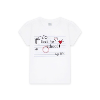 [S-5XL] AIIZ (เอ ทู แซด) - เสื้อยืดเด็กผู้หญิง ลายกราฟิก ผ้าคอตตอน  Girls White Tee Graphic