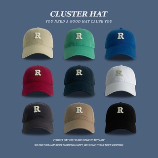 หมวกเบสบอล ปักลายตัวอักษร R เข้ากับทุกการแต่งกาย แฟชั่นฤดูใบไม้ผลิ และฤดูร้อน สไตล์เกาหลี สําหรับผู้หญิง