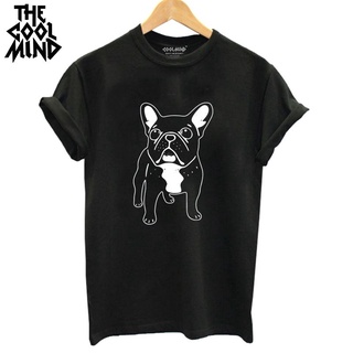 COOLMIND DO0105B cotton french bulldog print t shirt casual dog print t-shirt for summer tshirt topsS-5XL