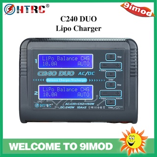 Htrc อุปกรณ์ชาร์จแบตเตอรี่ Lipo C240 DUO AC 150W DC 240W ช่องคู่ 10A สําหรับ LiHV LiFe Lilon NiCd NiMh Pb