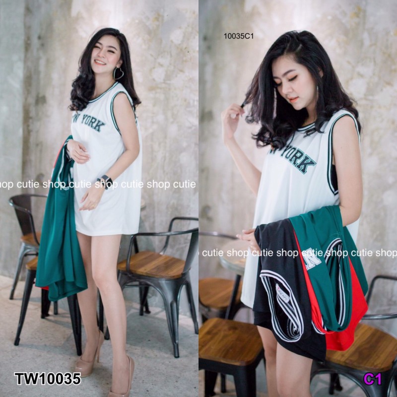 เดรสเสื้อกล้ามสกรีนลายนิวยอร์ค-tw10035