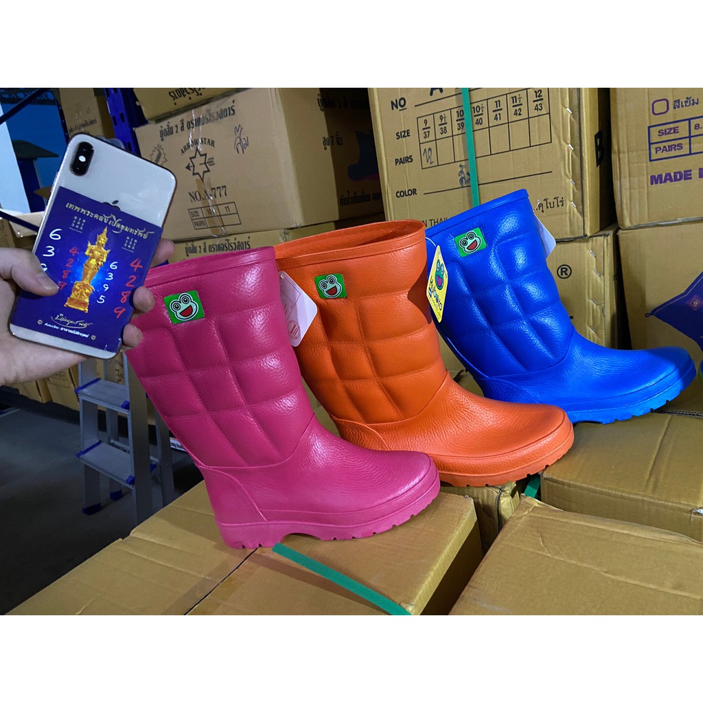 ภาพสินค้ารองเท้าบูทกบ  Colorful Rubber Rain Boots บู้ตยางทำนา บู้ทตลาดสด A1000 รองเท้าบูท จากร้าน 168topshop บน Shopee ภาพที่ 5