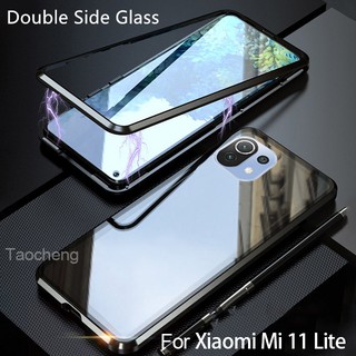 เคสโทรศัพท์กระจกนิรภัยแบบแม่เหล็กป้องกันด้านหน้าและด้านหลังสําหรับ Xiaomi Mi 11 Lite Pro Ultra 5G 11Lite 11Pro 11Ultra 360