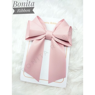 [HM049] โบว์ติดผมผ้าPoly Silk ผ้านำเข้าจากต่างประเทศ สีPeony เฉดสีพิเศษ สวยๆ จากcollection Bonita Signature