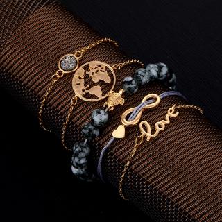 ภาพขนาดย่อของสินค้าIPARAM Fashion Bohemian Turtle Map Beaded Bracelet Set 2020 Women Retro Geometric LOVE Heart Bracelet Statement Trend Jewelry