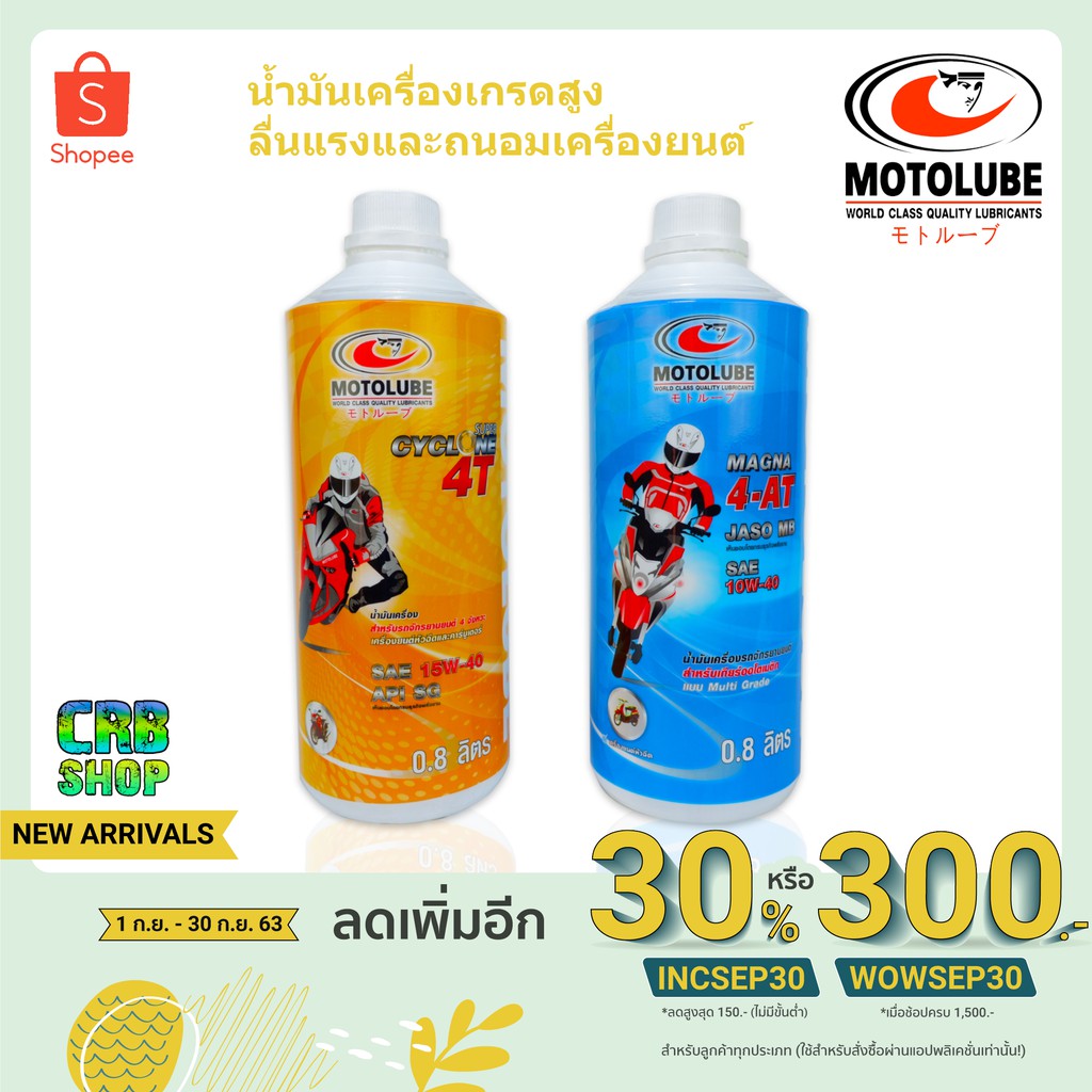 น้ำมันเครื่องมอเตอร์ไซค์-4-จังหวะ-เกียร์ธรรมดา-และ-เกียร์ออโต้-motolube-super-cyclone-4t-และ-magna-4-at