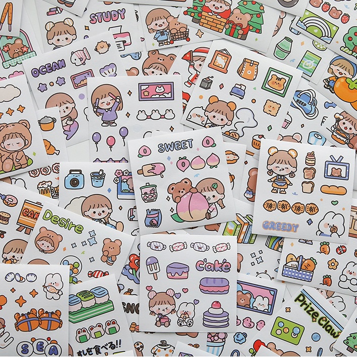1-กล่อง-100-แผ่น-telado-สติกเกอร์กระดาษญี่ปุ่น-ฤดูกาลที่สอง-สติกเกอร์ตกแต่งการ์ตูนน่ารัก-diy-stickers