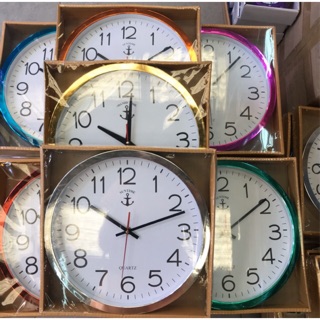 นาฬิกาติดผนัง สมอ สีๆ รหัส 1311 นาฬิกาแขวน ติดผนัง ตราสมอ นาฬิกาติดผนัง ทรงกลม สวยหรู หน้าปัดกระจก มองเห็นตัวเลขชัดเจน