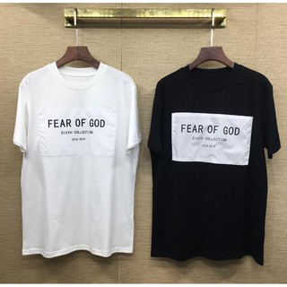 👏👏Fear of God กลัวพระเจ้า💕💕แพทช์แฟชั่นใหม่พิมพ์ผ้าฝ้ายแขนสั้นคอกลมเสื้อยืด